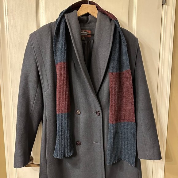 Stephanie Matthews | VTG Blue Wool Long Floor Length Double Breasted Pea Coat 12 - Picture 3 of 12